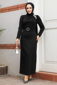 Modest Black Evening Dress 30014S - 3