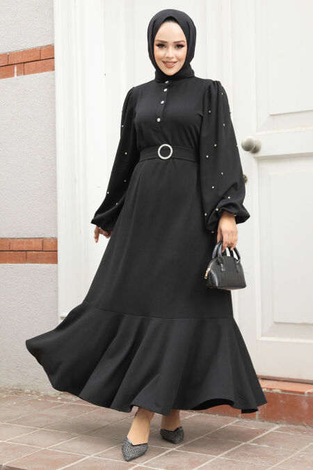 Modest Black Evening Dress 30022S - NEVA STYLE