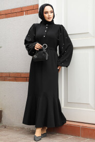 Modest Black Evening Dress 30022S - 2