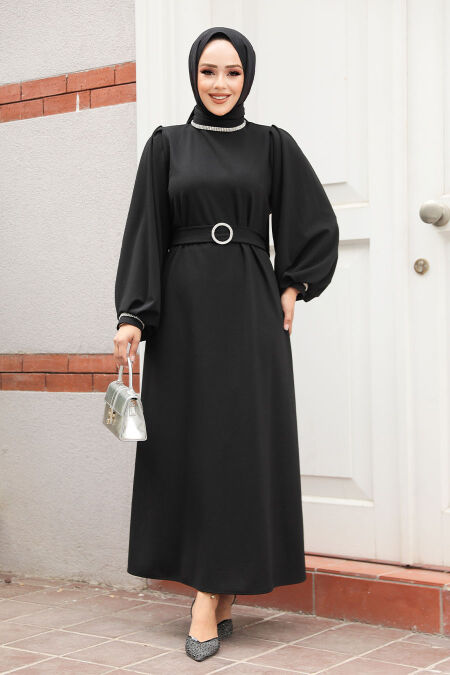 Modest Black Evening Dress 30031S - NEVA STYLE