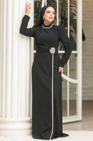 Modest Black Evening Dress 46021S - 1