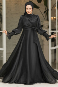 Modest Black Evening Dress 48051S - 1