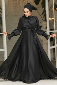 Modest Black Evening Dress 48051S - 2