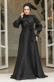 Modest Black Evening Dress 48051S - 3