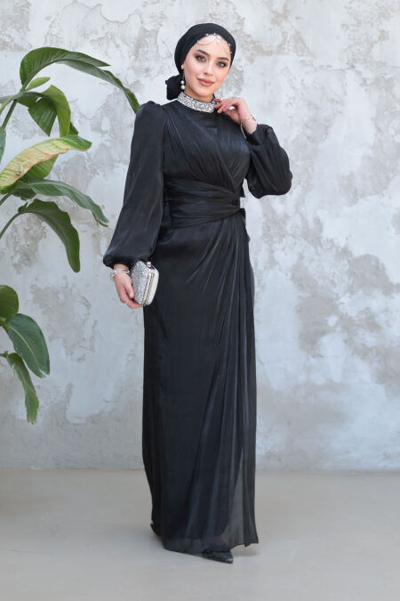 Modest Black Evening Dress 50581S - NEVA STYLE