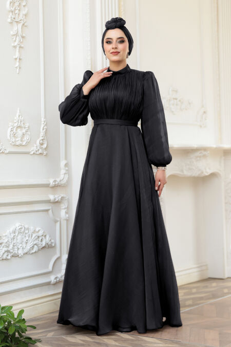 Modest Black Evening Dress 51072S - NEVA STYLE
