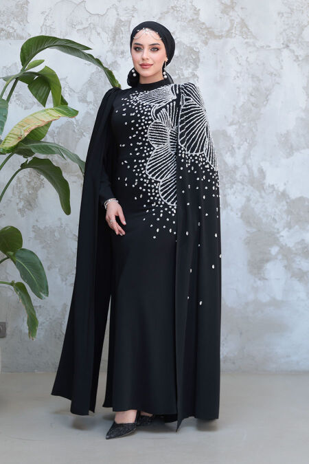 Modest Black Evening Dress 51671S - NEVA STYLE