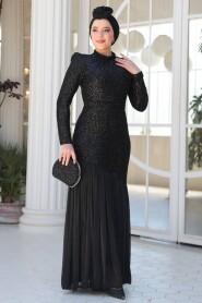 Modest Black Evening Dress 52057S - 4