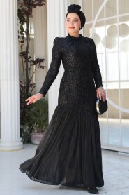 Modest Black Evening Dress 52057S - 5