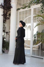 Modest Black Evening Dress 52057S - 6