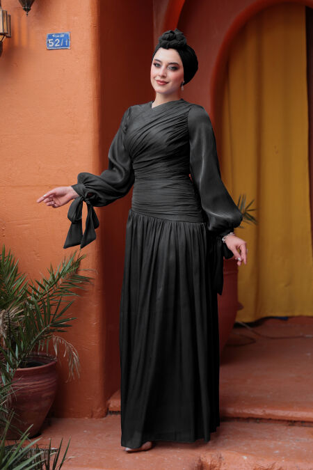 Modest Black Evening Dress 53631S - NEVA STYLE