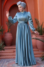 Modest Almond Green Evening Gown 23821CY - 3
