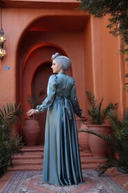 Modest Almond Green Evening Gown 23821CY - 5