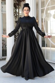 Modest Black Evening Gown 23821S - 4