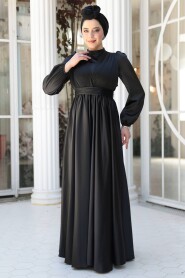 Modest Black Evening Gown 23821S - 2