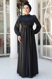 Modest Black Evening Gown 23821S - 3