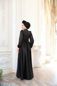 Modest Black Evening Gown 23821S - 5