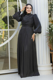 Modest Black Evening Gown 44081S - 2