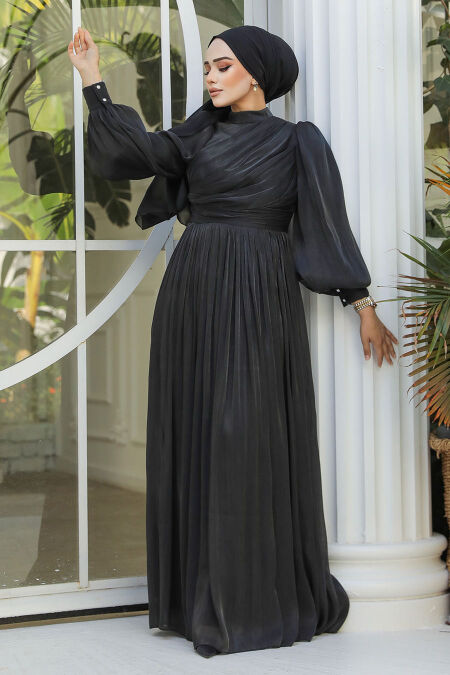 Modest Black Evening Gown 44081S - NEVA STYLE