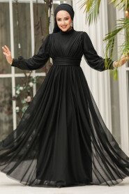 Modest Black Evening Gown 46321S - 1