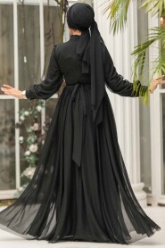 Modest Black Evening Gown 46321S - 3