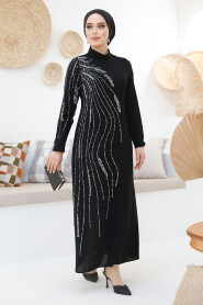 Modest Black Evening Gown 46781S - 2