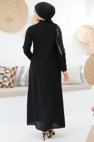 Modest Black Evening Gown 46781S - 4