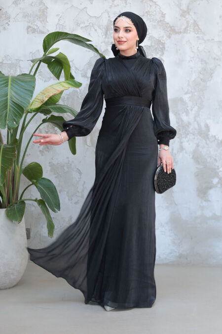 Modest Black Evening Gown 50921S - NEVA STYLE