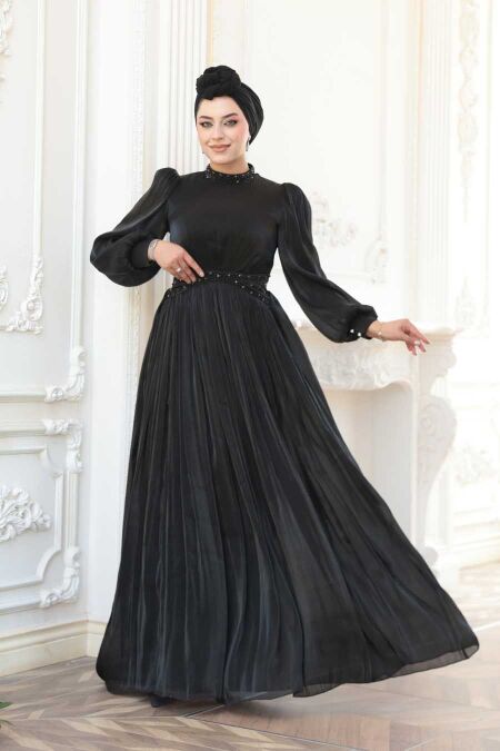 Modest Black Evening Gown 52751S - NEVA STYLE