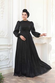 Modest Black Evening Gown 52751S - 2