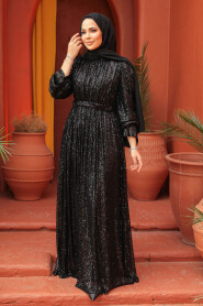 Modest Black Evening Gown With Long Sleeve 44961S - 4