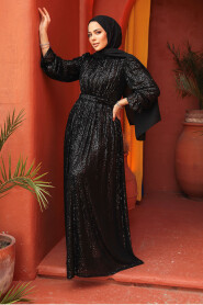 Modest Black Evening Gown With Long Sleeve 44961S - 5