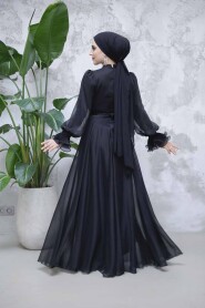 Modest Black Evening Long Dress 48571S - 5