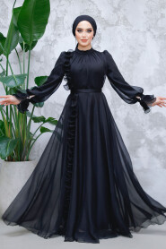 Modest Black Evening Long Dress 48571S - 2