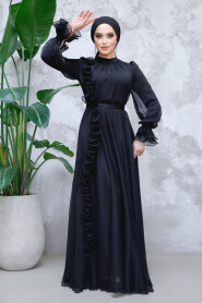 Modest Black Evening Long Dress 48571S - 4