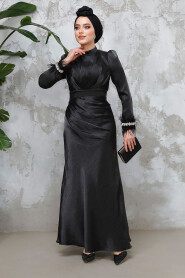 Modest Black Evening Long Dress 50481S - 3