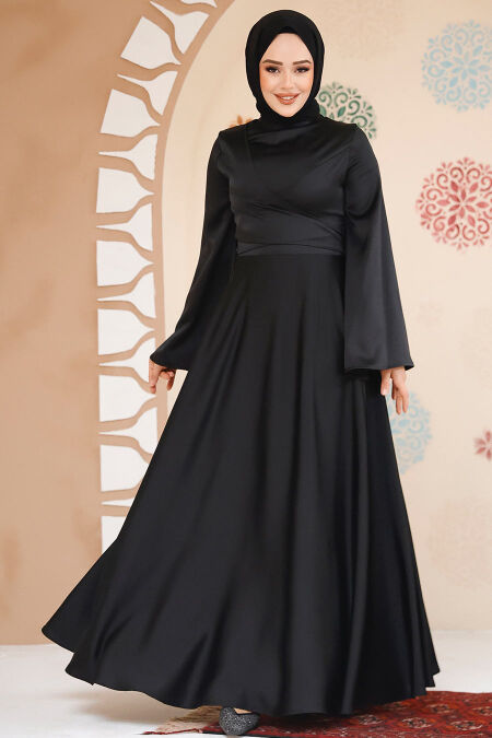 Modest Black Evening Long Sleeve Dress 6157S - NEVA STYLE