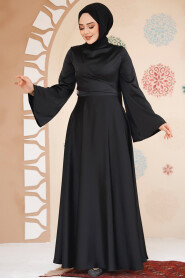 Modest Black Evening Long Sleeve Dress 6157S - 2