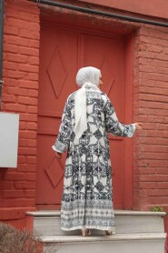 Modest Black Floral Dress 23451S - 3