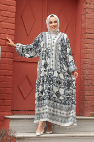 Modest Black Floral Dress 23451S - 2
