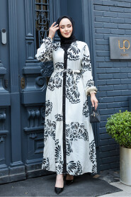 Modest Black Floral Dress 239201S - 2