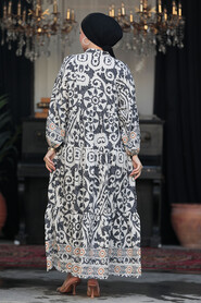 Modest Black Floral Maxi Dress 18232S - 3