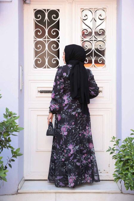 black floral maxi dress plus size Women's Plus Size Jolene Meadow Print V Neck Black Maxi Dress