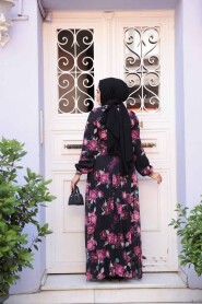 Modest Black Floral Plus Size Dress 27965S - 2