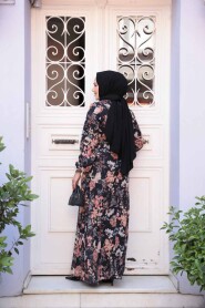 Modest Black Floral Plus Size Dress 27968S - 3