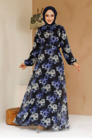 Modest Black Floral Plus Size Dress 27982S - 2