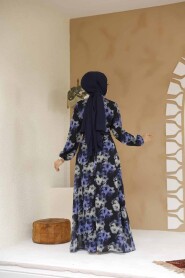 Modest Black Floral Plus Size Dress 27982S - 4