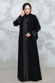 Modest Black Grey Plus Size Abaya 18004SGR - 2