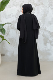 Modest Black Grey Plus Size Abaya 18004SGR - 4