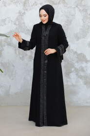 Modest Black Grey Plus Size Abaya 18004SGR 